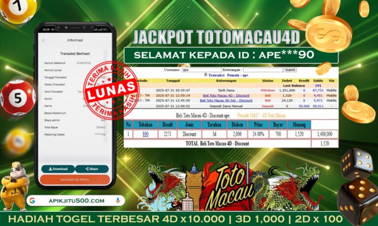 TOGEL TOTO MACAU4D – APIKJITU 1 AGUSTUS  2025