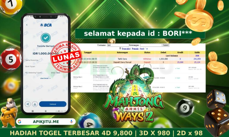 SLOT MAHJONG WAYS 2 – APIKJITU 14 OKTOBER  2025