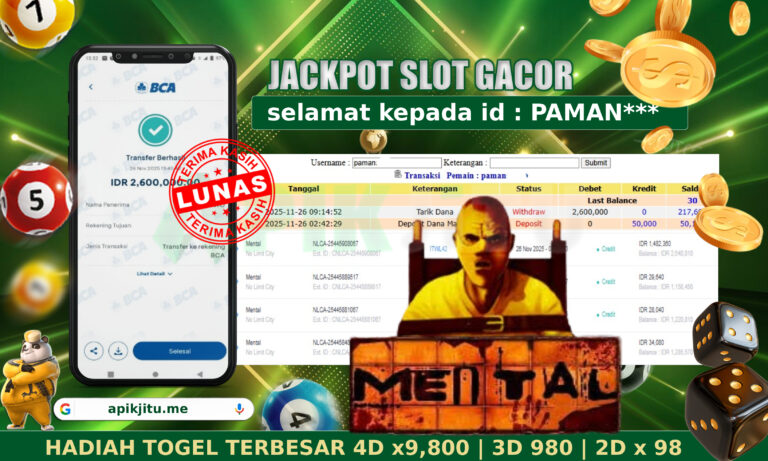 SLOT NO LIMIT CITY MENTAL – APIKJITU 26 NOVEMBER 2025